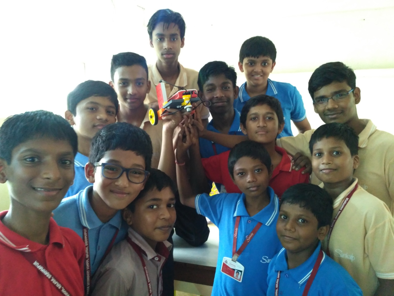 Students learning robotics